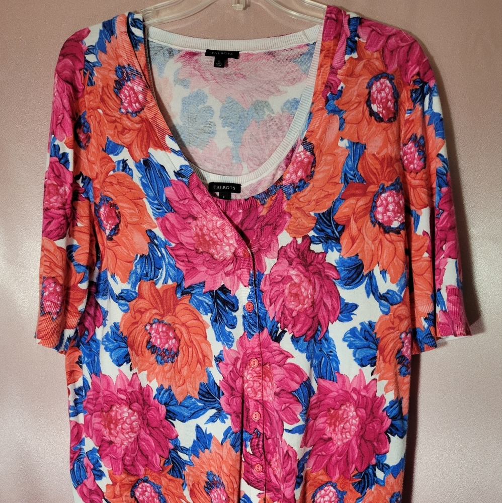 Talbots colorful, flowered sweater